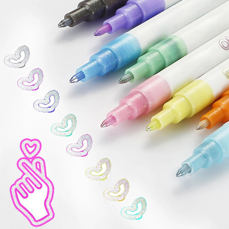 Creative Double-Line Glitter Outline Markers