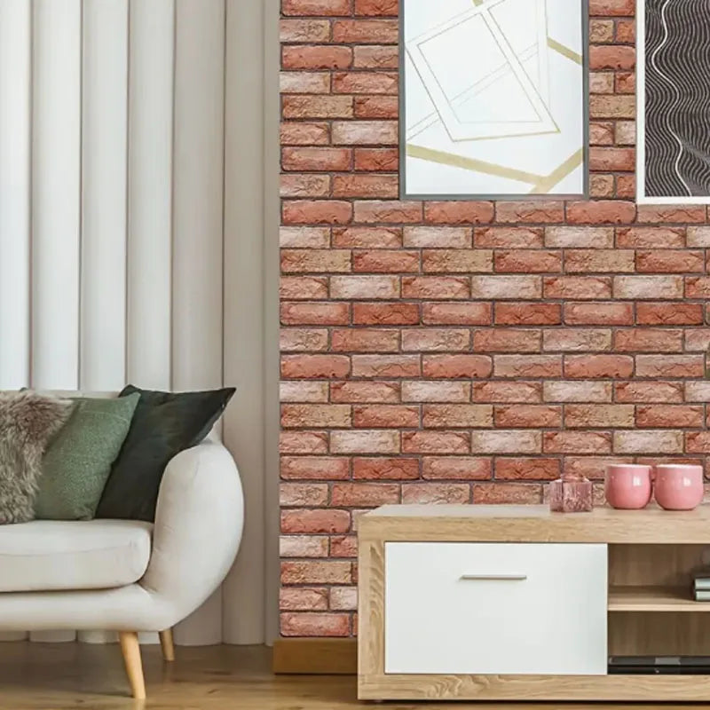 3D Self-Adhesive Wall Panel Tile - Brick Texture