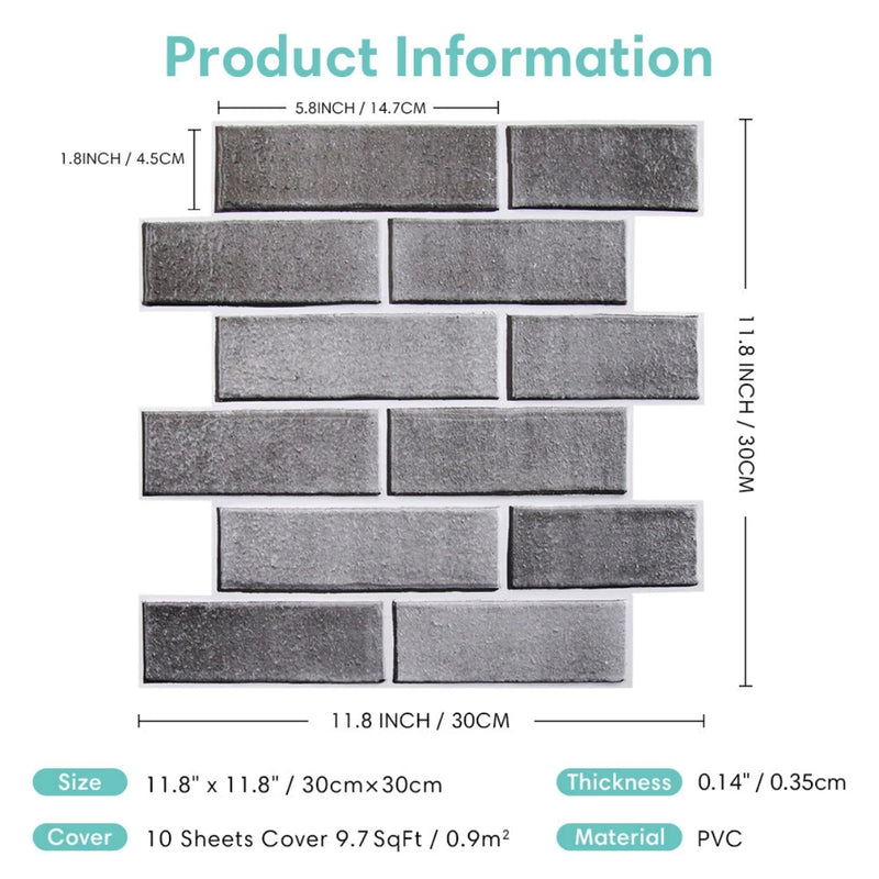 3D Self-Adhesive Wall Panel Tile - Brick