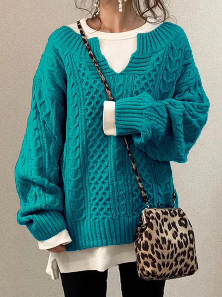 Slouchy Retro Cable Knit Sweater