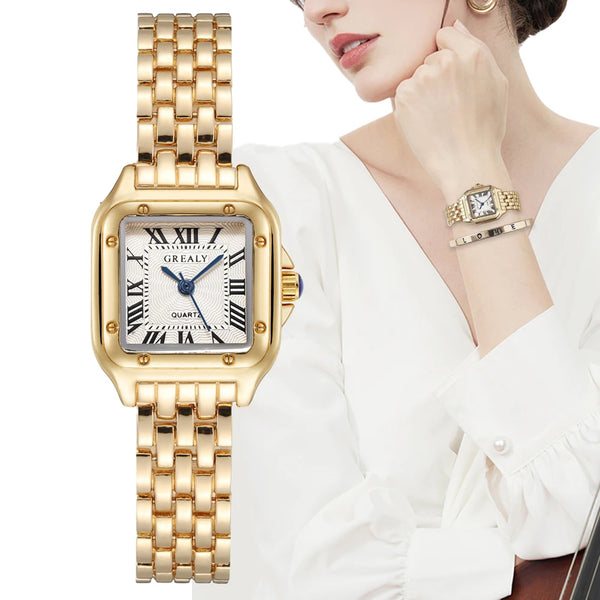 Women's Square Stainless Steel Quartz Watch