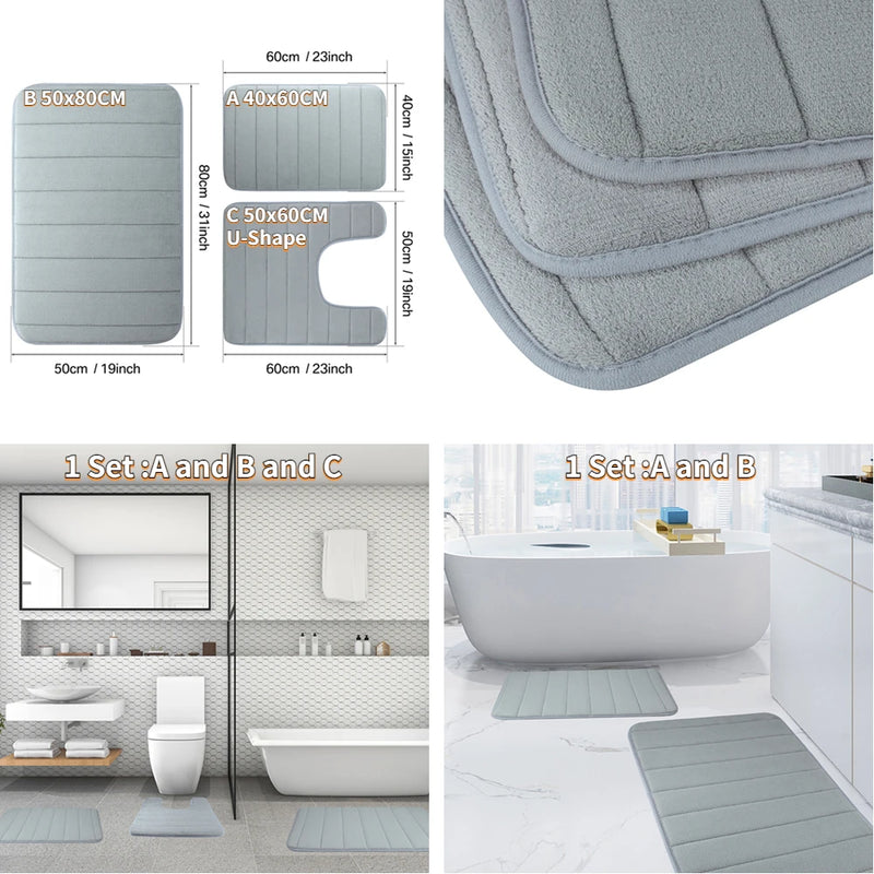 Memory Foam Super Absorbent Bath Mat Set