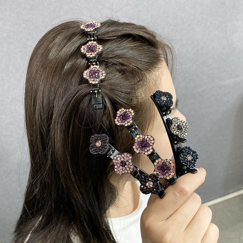 sparkling crystal stone braided hair clips