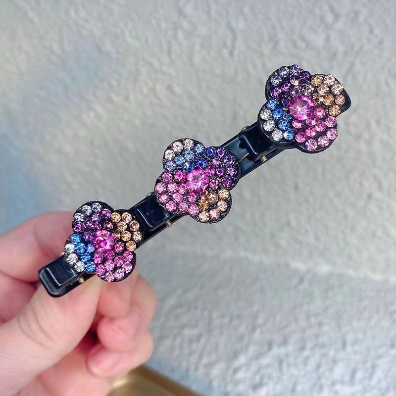 sparkling crystal stone braided hair clips