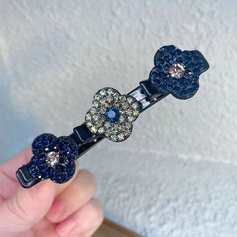 sparkling crystal stone braided hair clips