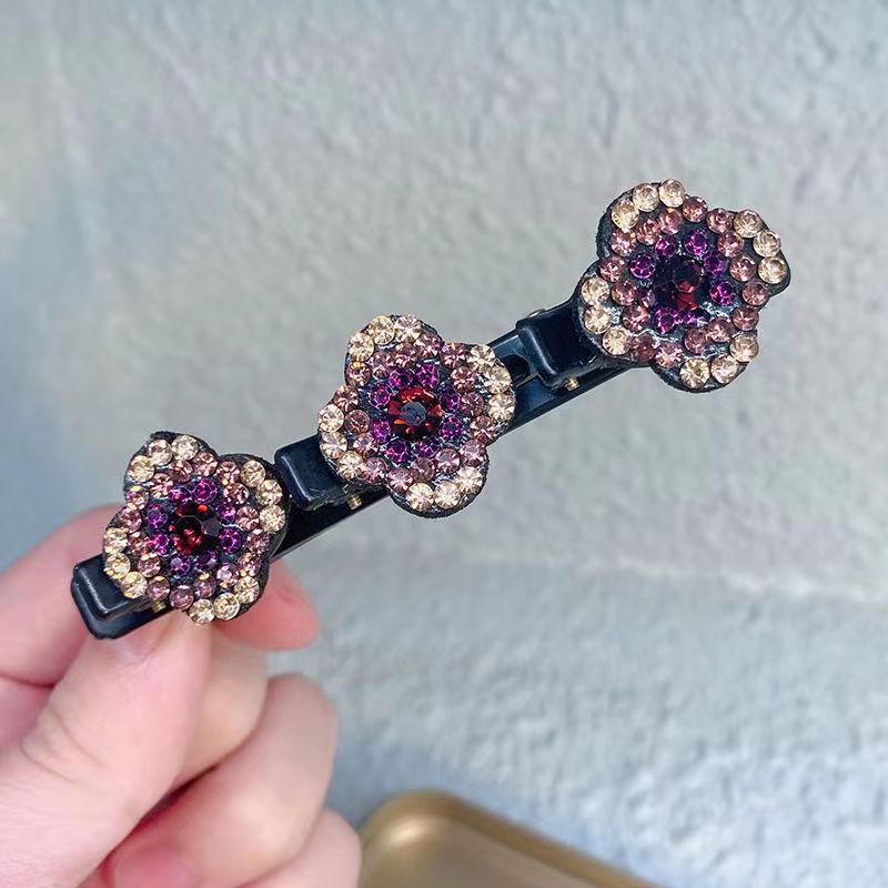 sparkling crystal stone braided hair clips