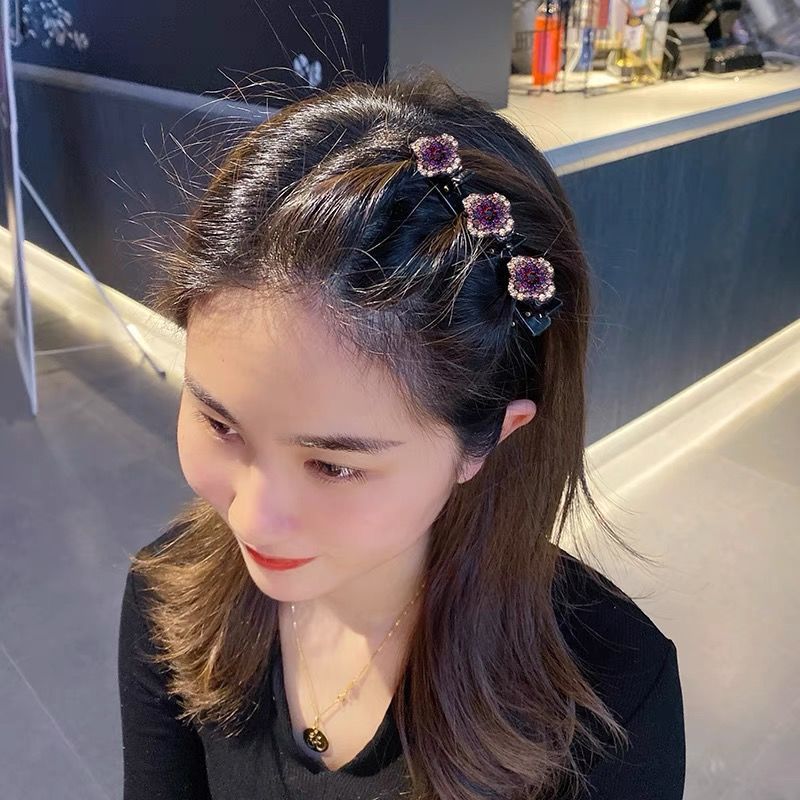 sparkling crystal stone braided hair clips