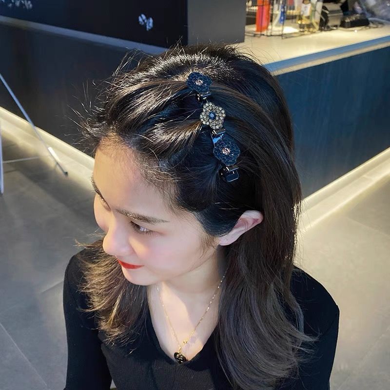 sparkling crystal stone braided hair clips