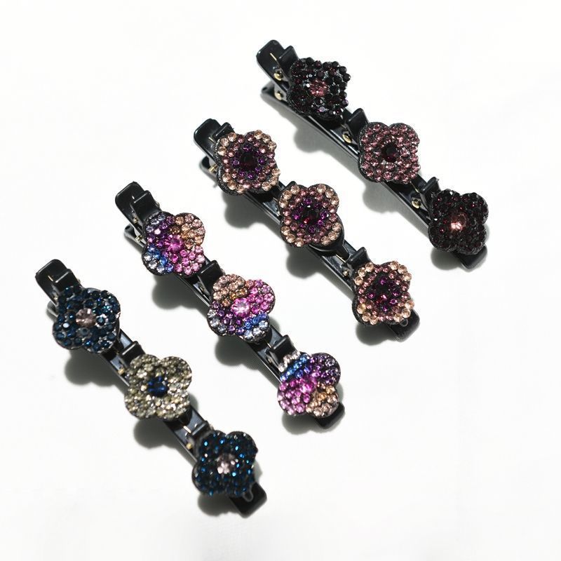 sparkling crystal stone braided hair clips