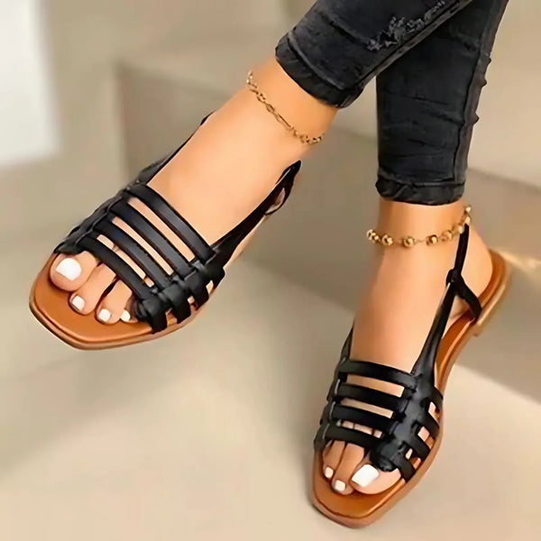 Buckle Strap Flat Sandals For Women