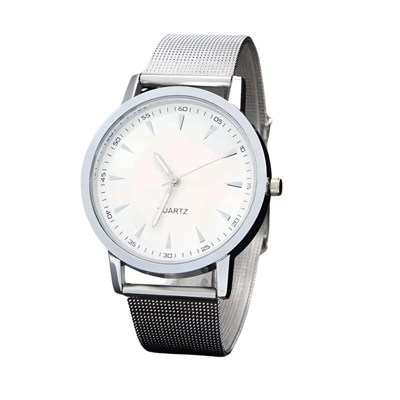 Women's Stylish Leather & Steel Quartz Watch