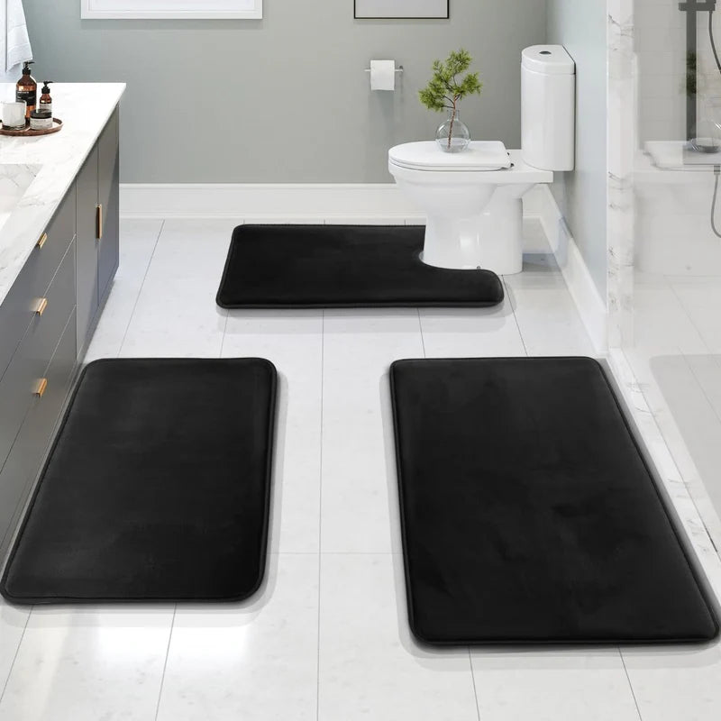 Luxury Memory Foam Bath Mat 3 Piece Set (Non-slip)