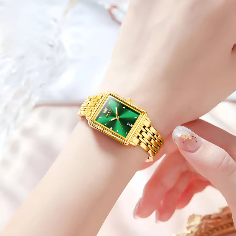 Gold Rectangular Women's Watch